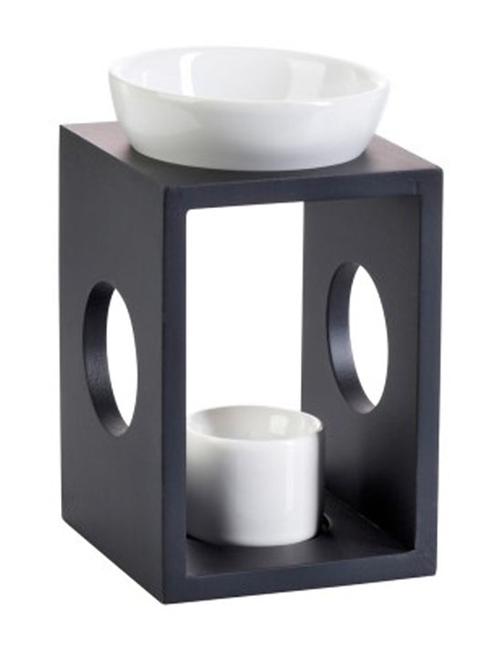 Wooden Wax Warmer Olympos - Matte Black & Gloss White